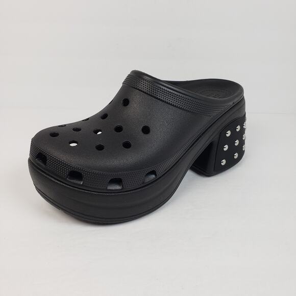 Crocs Siren Studded Clog Mens Sz 10 Womens Sz 12 Black Platform Clog Shoes - Picture 2 of 13
